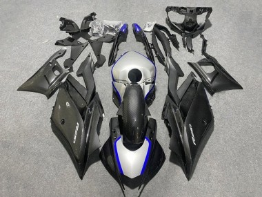 Noir Fibre de Carbone Style Argent Bleu Carénage Moto Yamaha YZF R3/R25 2019-2021 Pas Chère