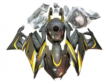 Or Noir Fibre de Carbone Style Carénage Moto Yamaha YZF R3/R25 2022-2024 Pas Chère