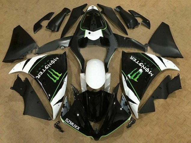 Blanc Noir Vert Monstre Energy Carénage Moto Yamaha YZF 1000 R1 2009-2011