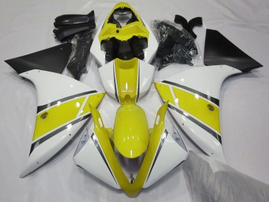 Blanc Jaune Noir Mat Carénage Moto Yamaha YZF 1000 R1 2009-2011 Pas Chère