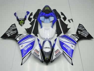 Blanc Bleu Noir Vert Monstre Yamalube Carénage Moto Yamaha YZF 1000 R1 2012-2014 Pas Chère