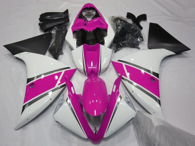 Blanc Rose Noir Mat Carénage Moto Yamaha YZF 1000 R1 2012-2014