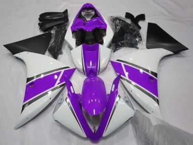 Blanc Violet Noir Mat Carénage Moto Yamaha YZF 1000 R1 2012-2014 Pas Chère