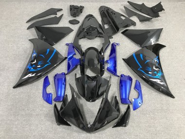 Noir Brillant Bleu Panther Carénage Moto Yamaha YZF 1000 R1 2012-2014 Pas Chère