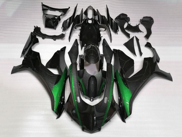 Fausse Fibre de Carbone Vert Carénage Moto Yamaha YZF 1000 R1 2015-2019