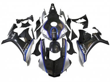 Fausse Fibre de Carbone Argent Bleu R1M Carénage Moto Yamaha YZF 1000 R1 2015-2019 Pas Chère