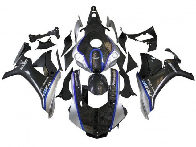 Fausse Fibre de Carbone Argent Bleu R1M Carénage Moto Yamaha YZF 1000 R1 2015-2019