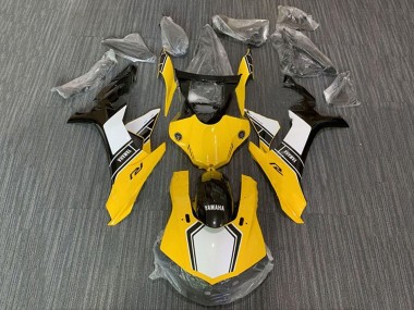 Jaune Blanc Noir Kits Carénages Moto Yamaha YZF 1000 R1 2015-2019 Pas Chère