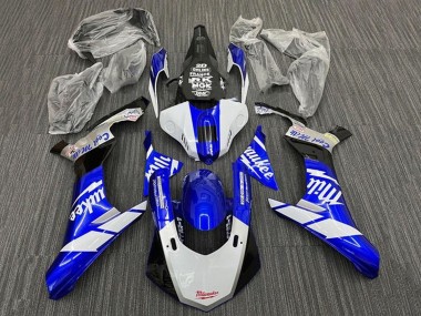 Blanc Bleu Noir Milwaukee Carénage Moto Yamaha YZF 1000 R1 2015-2019 Pas Chère