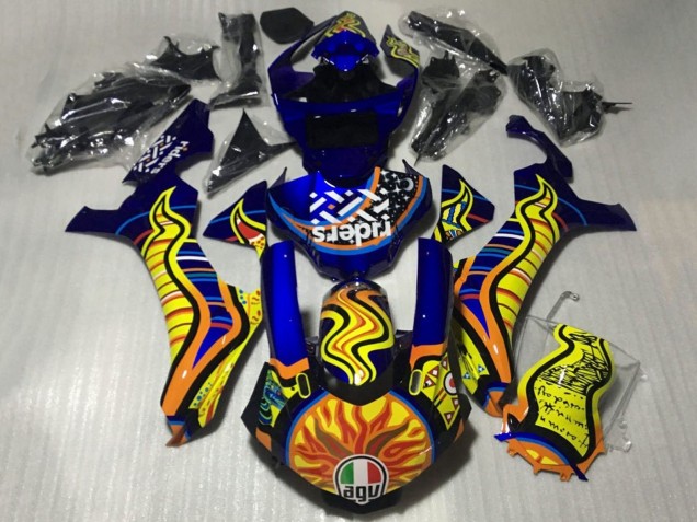 Bleu Jaune Orange Tribal Sun Carénage Moto Yamaha YZF 1000 R1 2015-2019
