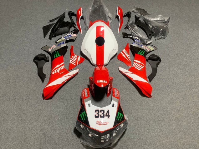 Blanc Rouge Noir Vert Monstre Milwaukee Carénages Moto Yamaha YZF 1000 R1 2020-2025