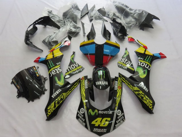 Jaune Bleu Rouge Noir Vert MoviStar Monstre Semakin Didepan Carénage Moto Yamaha YZF 1000 R1 2020-2025