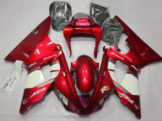 Rouge Blanc Argent Carénage Moto Yamaha YZF 1000 R1 2000-2001