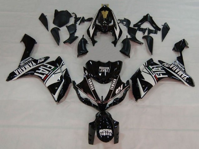 Blanc Noir Fiat Carénage Moto Yamaha YZF 1000 R1 2007-2008