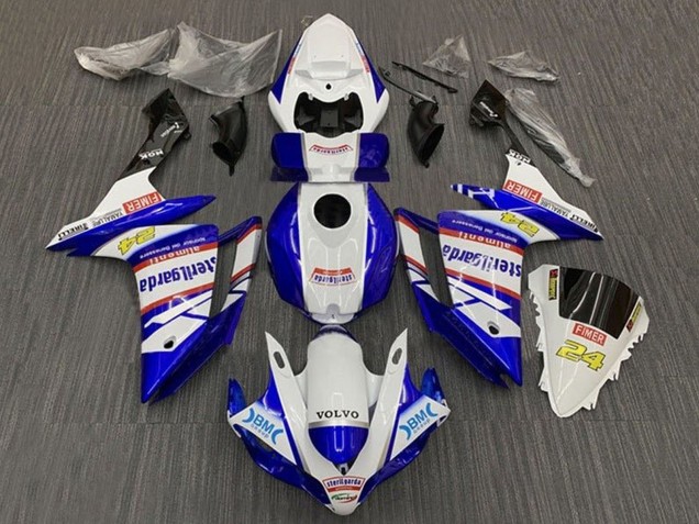 Blanc Bleu Rouge Volvo Fimer Sterilgarda Carénage Moto Yamaha YZF 1000 R1 2007-2008
