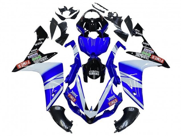 Bleu Blanc Noir Volvo Fimer Yamalube Carénage Moto Yamaha YZF 1000 R1 2007-2008