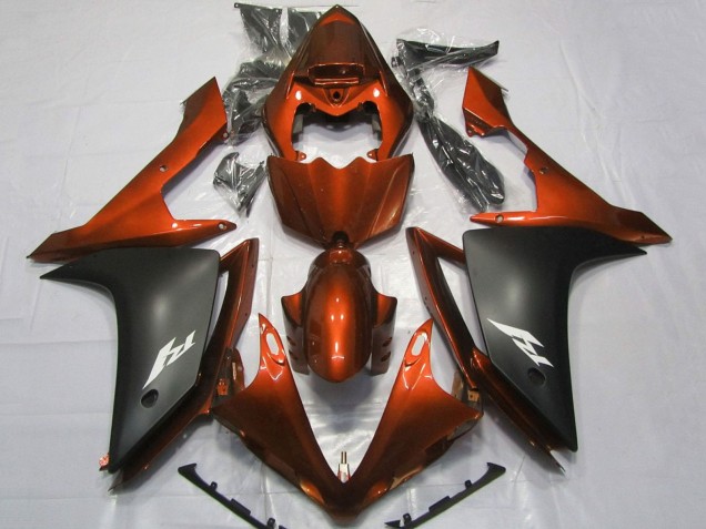 Orange Noir Mat Carénage Moto Yamaha YZF 1000 R1 2007-2008