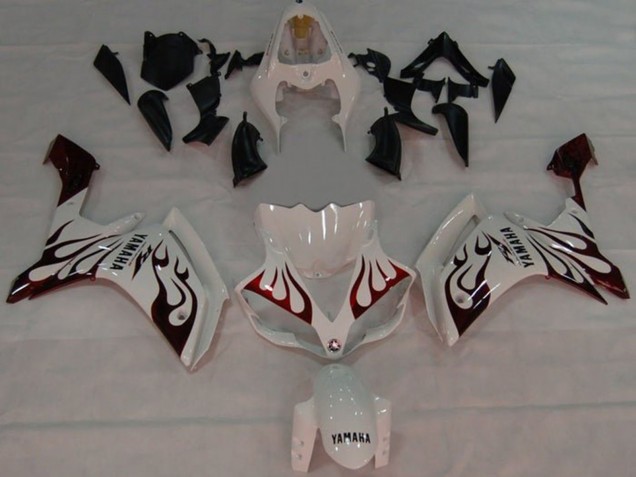 Blanc Rouge Noir Flamme Carénage Moto Yamaha YZF 1000 R1 2007-2008