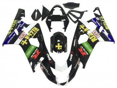Noir Brillant Bleu Vert Jaune Rizla Carénage Moto Suzuki GSXR 600 / GSXR 750 2004-2005 Pas Chère