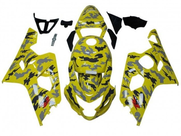 Jaune Noir Gris Camouflage Carénage Moto Suzuki GSXR 600 / GSXR 750 2004-2005