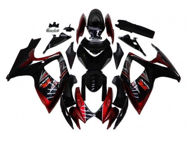 Noir Brillant Rouge Carénage Moto Suzuki GSXR 600 / GSXR 750 2006-2007