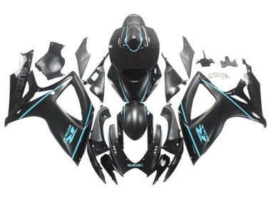 Noir Mat Turquoise Bleu Carénage Moto Suzuki GSXR 600 / GSXR 750 2006-2007 Pas Chère