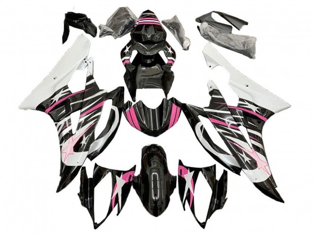 Blanc Rose Noir Étoile Flamme Carénage Moto Yamaha YZF R6 2006-2007