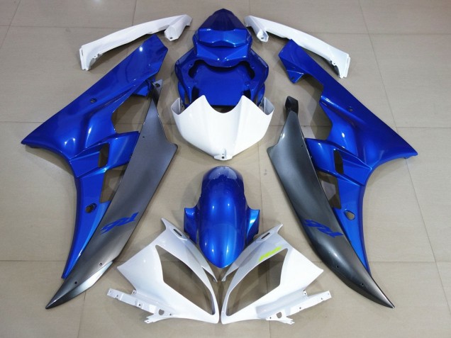 Blanc Bleu Noir Mat Carénage Moto Yamaha YZF R6 2006-2007