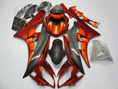Orange Noir Mat Carénage Moto Yamaha YZF R6 2006-2007 Pas Chère