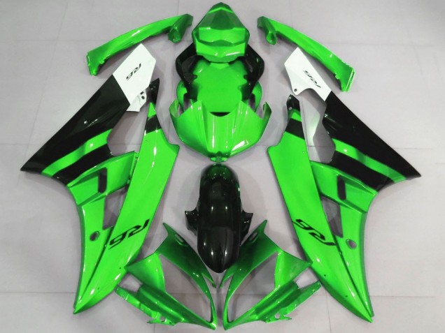 Blanc Vert Noir Brillant Carénage Moto Yamaha YZF R6 2006-2007