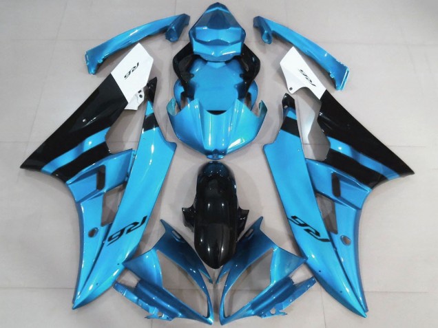 Blanc Bleu Clair Noir Carénage Moto Yamaha YZF R6 2006-2007