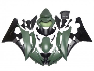 Vert Armée Noir Mat Carénage Moto Yamaha YZF R6 2006-2007 Pas Chère