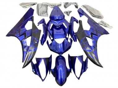Bleu Noir Mat Carénage Moto Yamaha YZF R6 2006-2007 Pas Chère