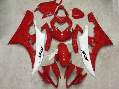 Blanc Rouge Kits Carénages Moto Yamaha YZF R6 2006-2007 Pas Chère