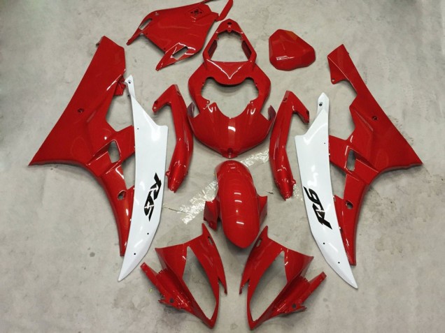 Blanc Rouge Kits Carénages Moto Yamaha YZF R6 2006-2007