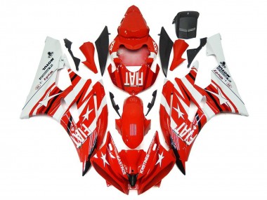 Blanc Rouge Fiat Star Michelin Motul Carénage Moto Yamaha YZF R6 2006-2007 Pas Chère