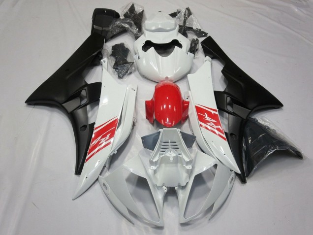 Blanc Rouge Noir Mat Carénage Moto Yamaha YZF R6 2006-2007