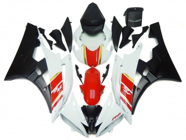 Blanc Rouge Or Noir Mat Carénage Moto Yamaha YZF R6 2006-2007 Pas Chère