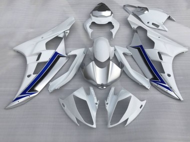 Blanc Argent Bleu Noir Carénage Moto Yamaha YZF R6 2006-2007 Pas Chère
