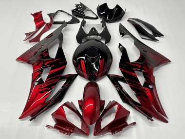 Rouge Noir Brillant Fade Carénage Moto Yamaha YZF R6 2008-2016 Pas Chère