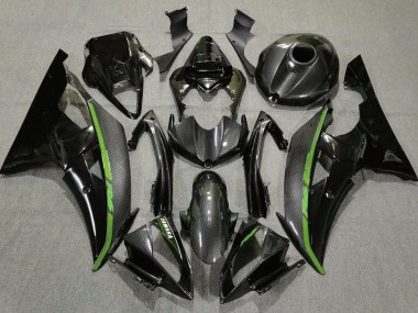 Noir Fibre de Carbone Style Vert Carénage Moto Yamaha YZF R6 2008-2016 Pas Chère