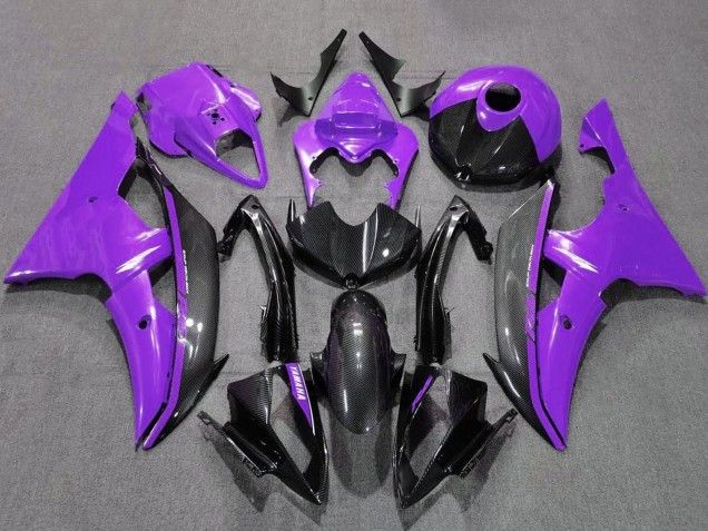 Violet Noir Fibre de Carbone Style Carénage Moto Yamaha YZF R6 2008-2016