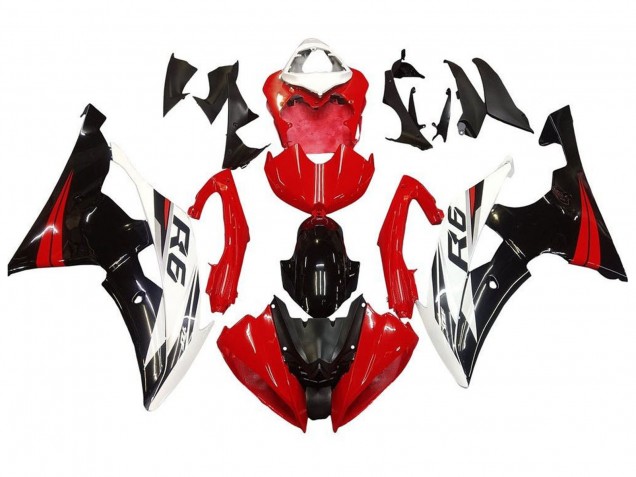 Blanc Rouge Noir Brillant Kits Carénages Moto Yamaha YZF R6 2008-2016