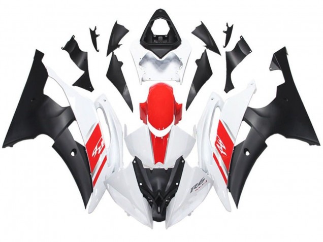Blanc Rouge Noir Mat Carénages Moto Yamaha YZF R6 2008-2016