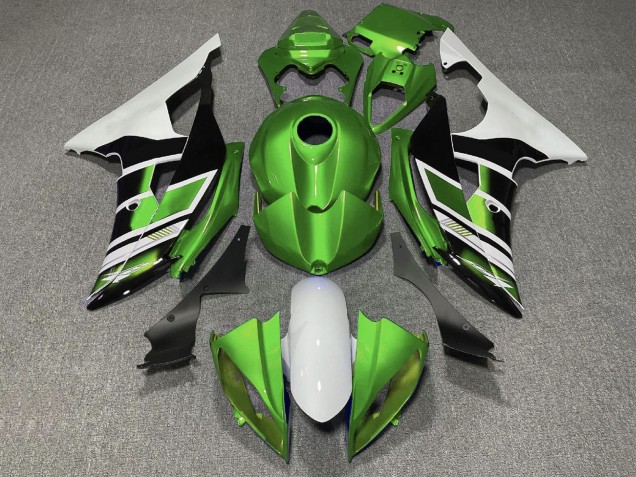 Blanc Vert Noir Brillant Bande Carénage Moto Yamaha YZF R6 2008-2016