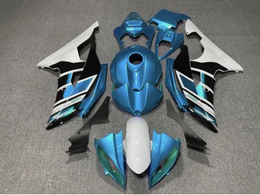 Blanc Bleu Noir Bande Carénage Moto Yamaha YZF R6 2008-2016 Pas Chère