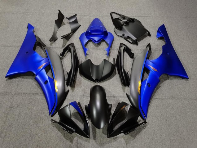 Bleu Noir Mat Jaune Décalque Carénage Moto Yamaha YZF R6 2008-2016