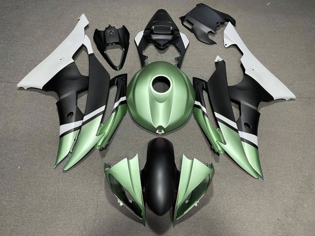 Blanc Vert Noir Mat Carénage Moto Yamaha YZF R6 2008-2016