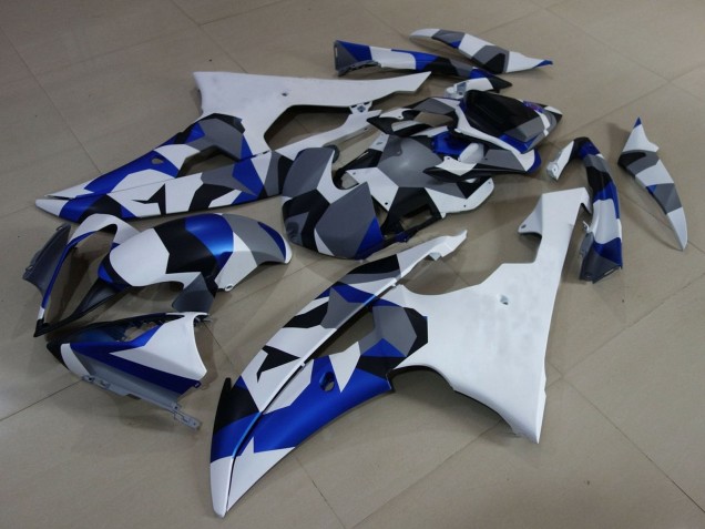 Blanc Bleu Gris Camouflage Carénage Moto Yamaha YZF R6 2008-2016