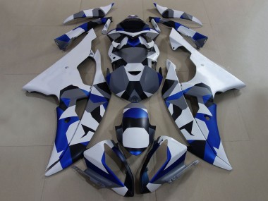 Blanc Bleu Gris Camouflage Carénage Moto Yamaha YZF R6 2008-2016 Pas Chère